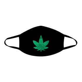 Dope Af Green Glitter Weed Leaf Black Face Mask With Black Trim