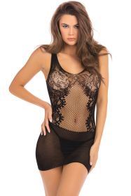 Lace Fantasy Mini Dress - Black - One Size