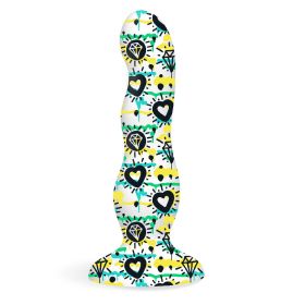 Collage - Diamonds and Hearts - Curvy Silicone Dildo