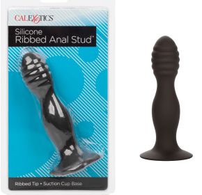 Silicone Ribbed Anal Stud - Black