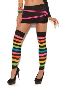 Neon Stripped Leg Warmers - One Size