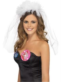 Hen Night Veil Headband - White