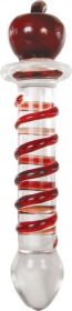 Eve&#039;s Twisted Crystal Dildo Clear with Red Ribbon Glass