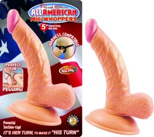 All American Mini Whoppers Curved Dong With Balls-Flesh (size: 5in)