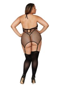 Garter Slip Teddy - Black (size: Queen)