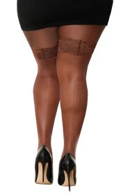 Seam Back Fishnet Thigh High - Espresso (size: Queen Size)