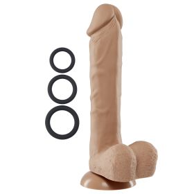 9 Inch Silicone Pro Odorless Dong (Color: Tan)