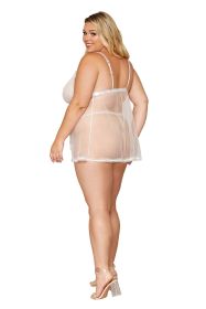 Babydoll and Pearl G-String (Color: White, size: Queen Size)