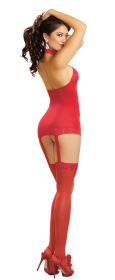 Sheer Garter Dress - One Size (Color: Red)