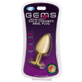 Cloud 9 Novelties Anal Gems Jeweled Gold Chromed Anal Plug (size: large)