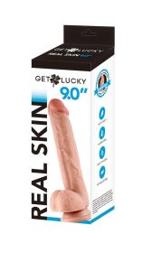 Get Lucky Real Skin Dildo (Color: Light, size: 9in)