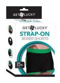 Get Lucky Strap on Boxer Shorts -  Black/green (size: XLarge/2XLarge)